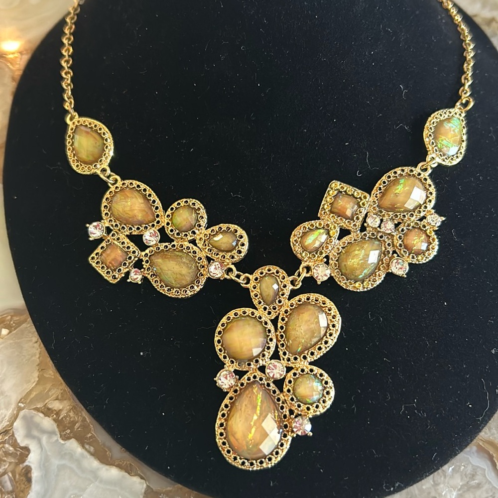 Iridescent Tan Statement Necklace-Boutique